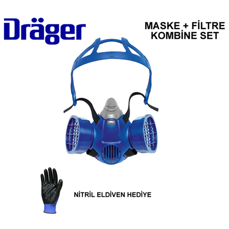 Drager X-Plore 3300 Yarım yüz Maskesi + A1 Filtre Dahil Kombina Set